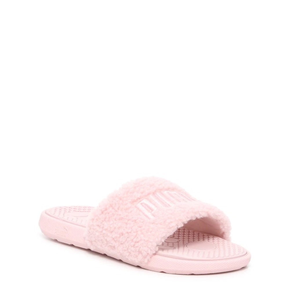 PUMA COOL CAT SHERPA SLIDE SANDAL - KIDS' LIGHT PINK SIZE： 4 Youth